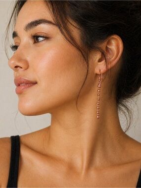 5/25 ✨✨ Long Beaded Drop Earrings in Rose Gold